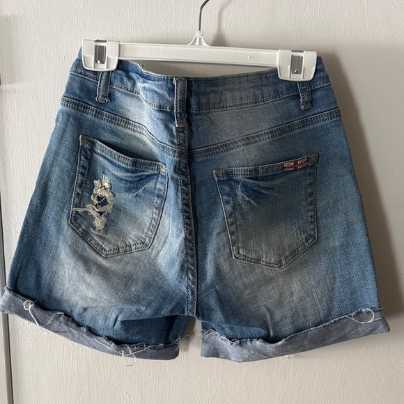 Machine Ripped Blue Jean Shorts - Picture 3 of 3